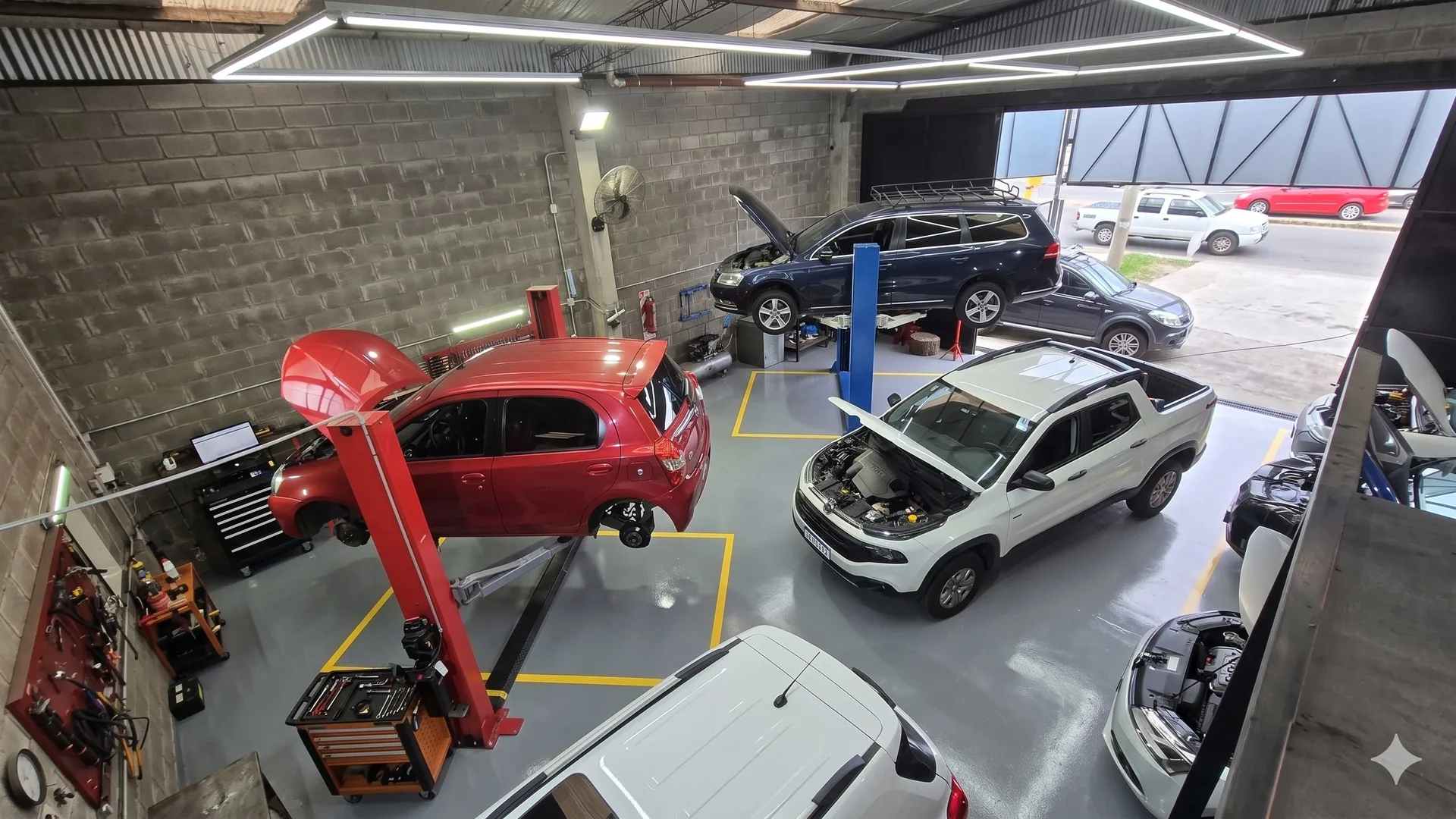 Vista aérea taller mecánico Ocampo Racing Monte Grande Buenos Aires